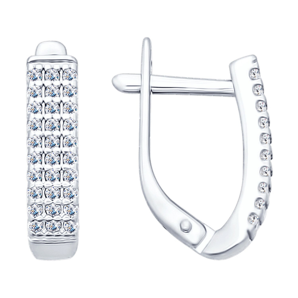 Серьги из серебра с фианитами | SOKOLOV