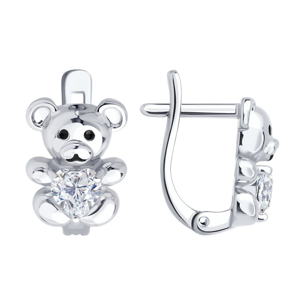 Серьги из серебра с фианитами и эмалью | Diamant