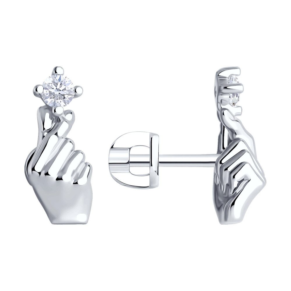 Серьги из серебра с фианитами | SKLV | SOKOLOV