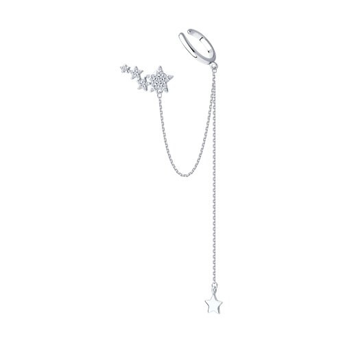 Серьга из серебра с фианитами