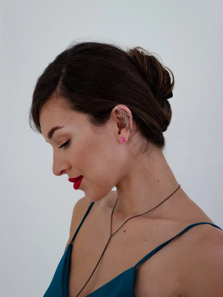 Серьги-пусеты из серебра с эмалью «Круг» | Sbleskom