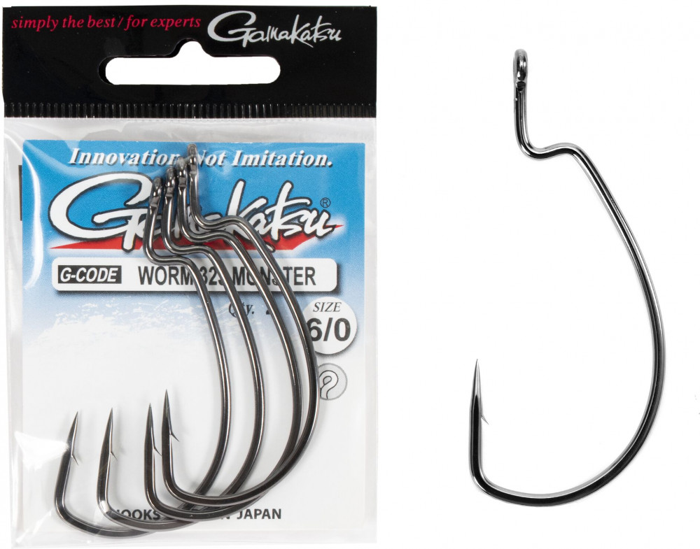 Набор крючков офсетных с колечком Worm 323 MONSTER HOOKS | Gamakatsu