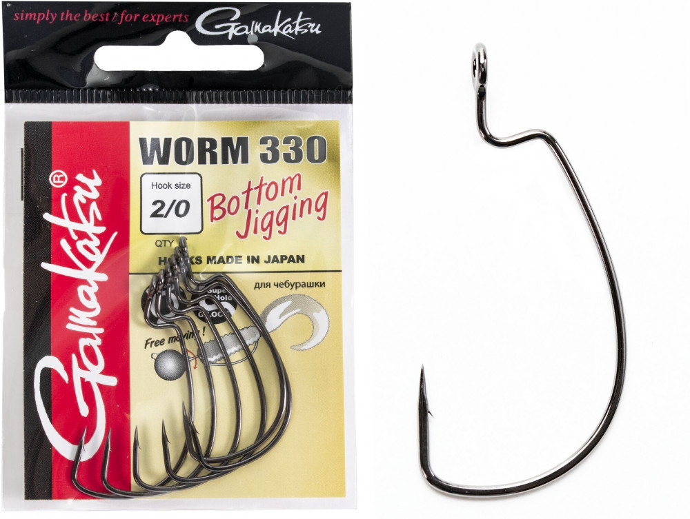 Набор крючков офсетных с колечком Worm 330 BOTTOM JIGGING HOOKS | Gamakatsu