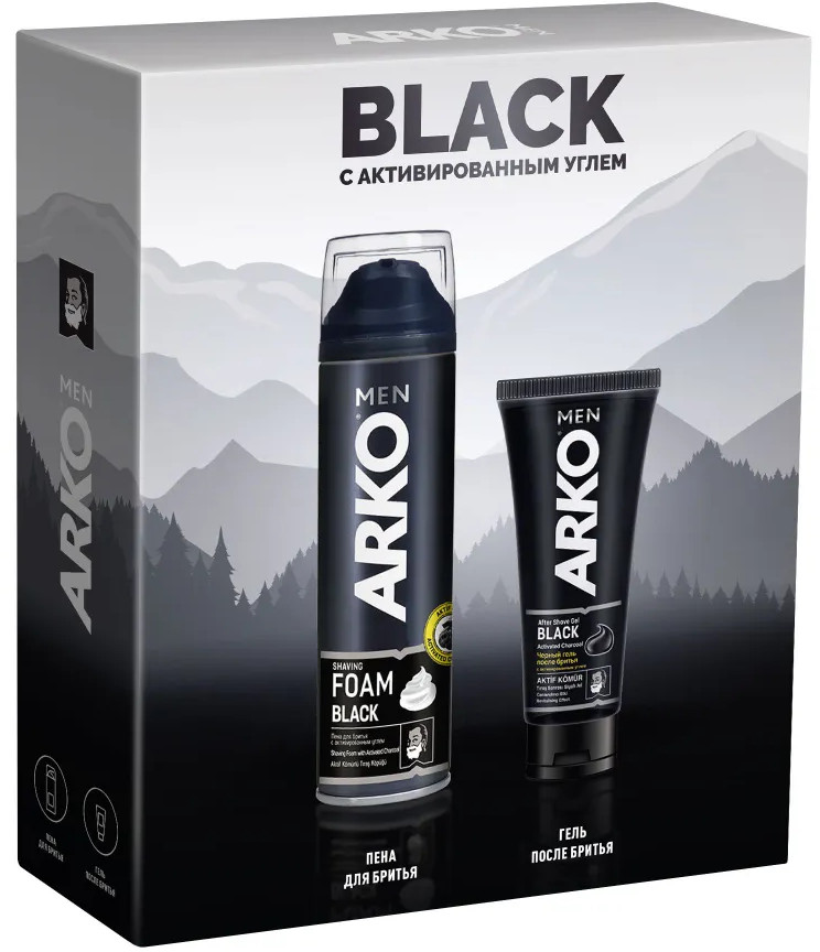 Набор подарочный для мужчин «Пена для бритья и гель после бритья» | Black | Arko Men