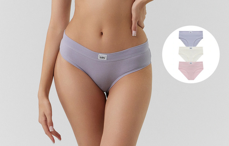 Трусы-слип женские комплект | Бельё в рубчик | Mark Formelle