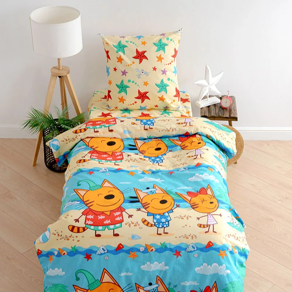 Комплект детского постельного белья «Три кота на пляже» | Василек