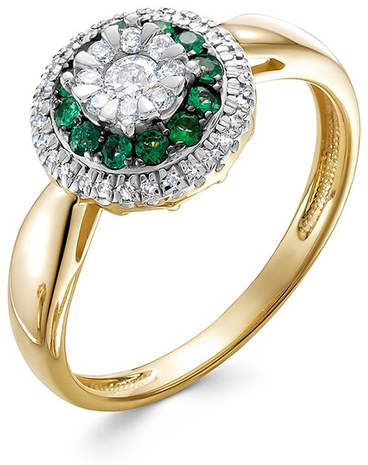 Кольцо из золота с бриллиантами и изумрудами | Lucente Бриллианты Якутии