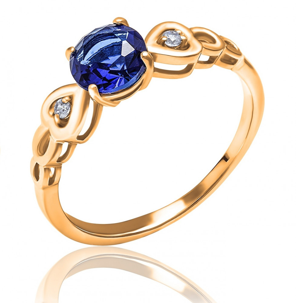 Кольцо из золочёного серебра с фианитами | Lucente Silver