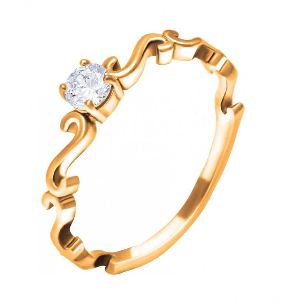 Кольцо из золочёного серебра с фианитом | Lucente Silver