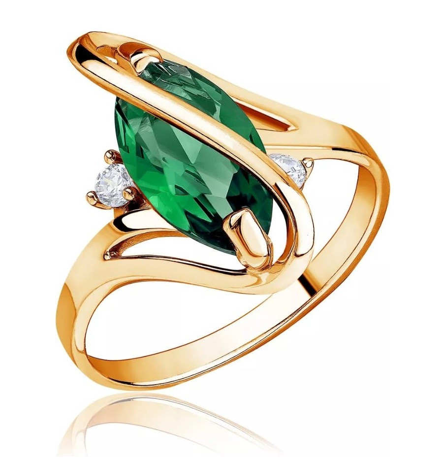 Кольцо из золочёного серебра с алпанитом и фианитами | Lucente Silver