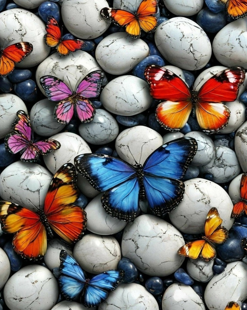 Картина по номерам «Бабочки на гальке» | Арт Фея