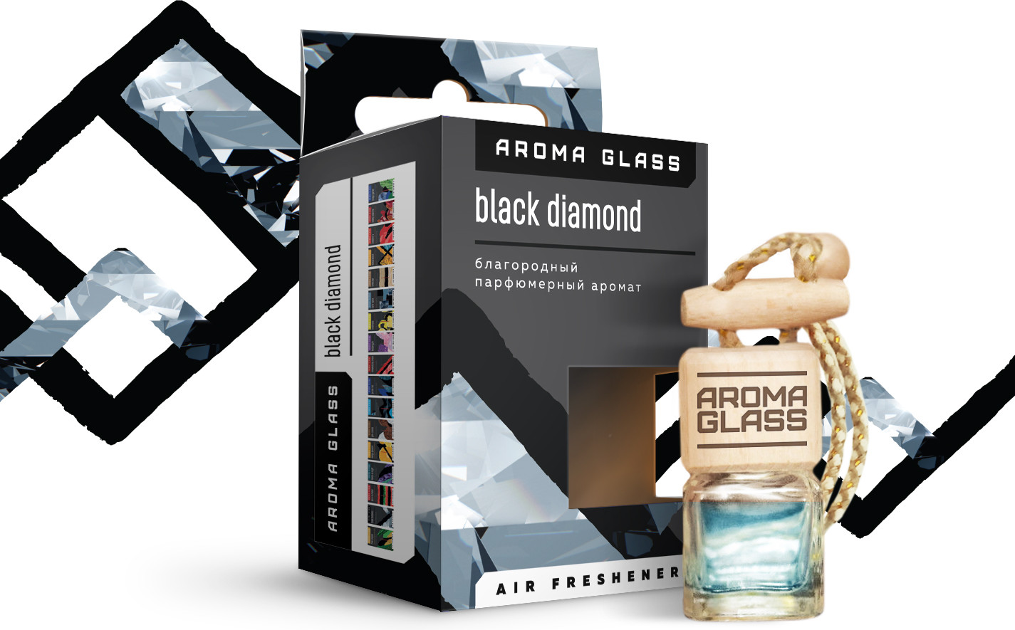 Ароматизатор подвесной в стеклянном флаконе «Black Diamond» | Fouette