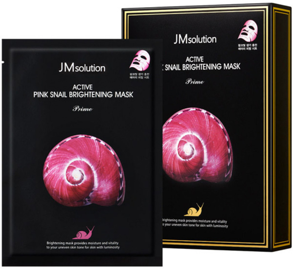Набор масок для лица с муцином улитки «Active Pink Snail Brightening Mask Prime» | JMsolution