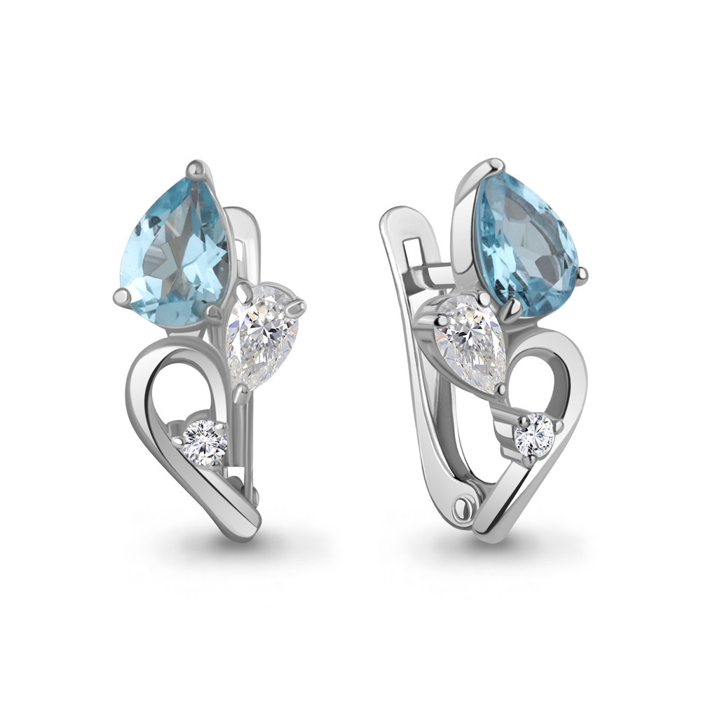 Серьги из серебра с топазами и фианитами | Aquamarine