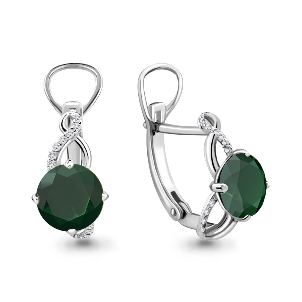 Серьги из серебра с агатами и фианитами | Фруктовый лёд | Aquamarine