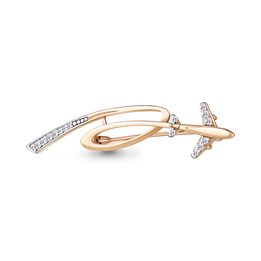 Брошь из золоченого серебра с фианитами | Aquamarine