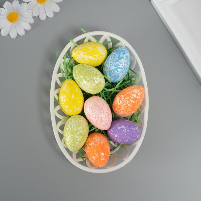 Декор пасхальный «Яйца с кружевом в гнездышке»