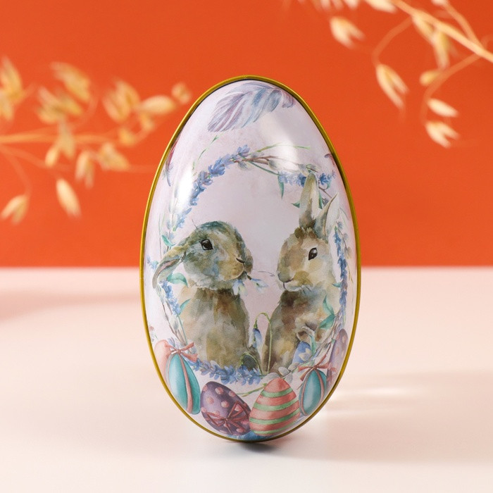 Шкатулка-яйцо «Два пасхальных зайчика»