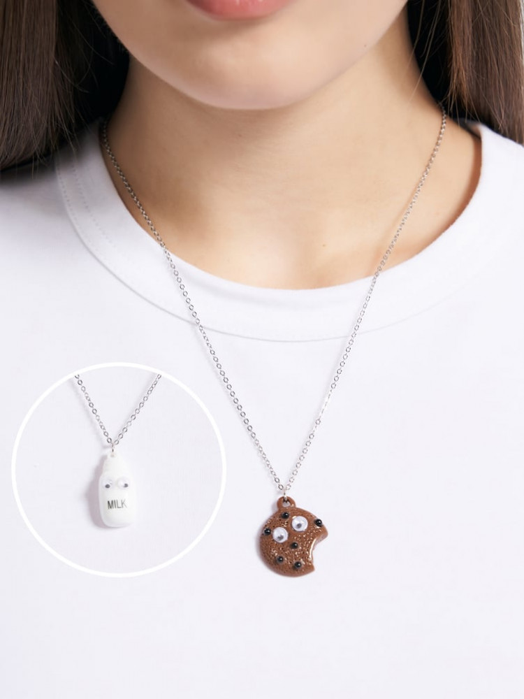 Набор колье с подвеской «Печенька и молоко» | ТВОЕ