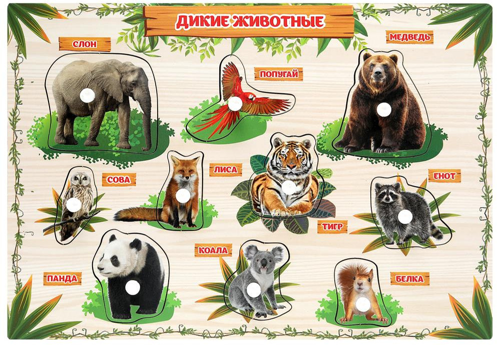 Игрушка-вкладыши с ручками «Мамы и малыши: дикие животные» | Буратино