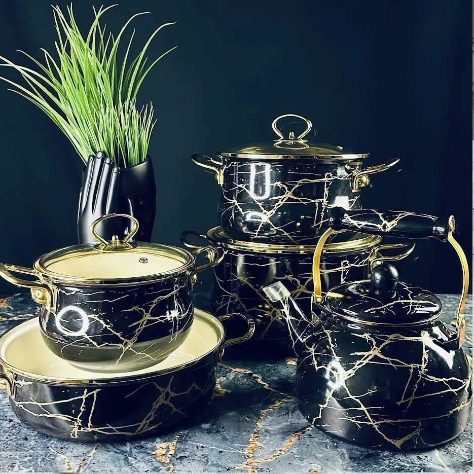 Набор посуды «Чёрный мрамор» | Черный мрамор | Lenardi