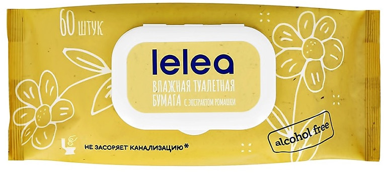 Бумага туалетная влажная с экстрактом ромашки | Lelea