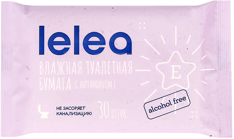 Бумага туалетная влажная с витамином Е | Lelea