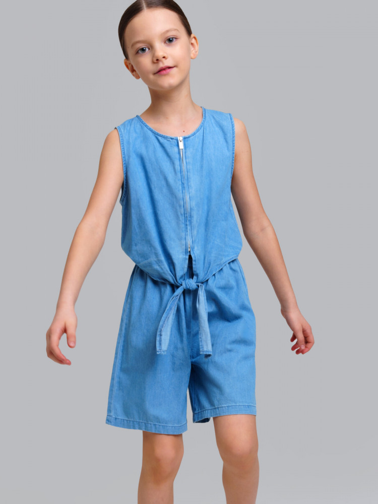 Полукомбинезон джинсовый для девочек | Collage | PlayToday