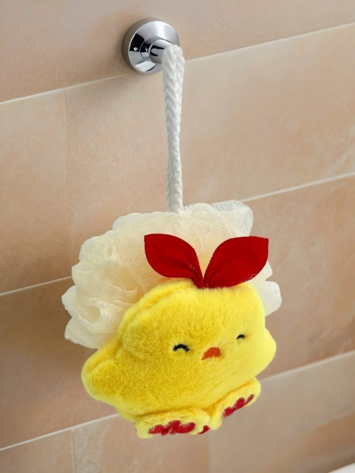 Мочалка-игрушка для душа «Chick red bow» | Toki