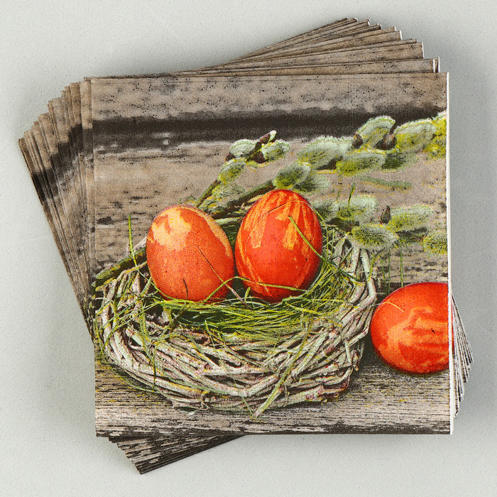 Салфетки бумажные «Пасхальные яйца в гнёздышке» | Страна Карнавалия