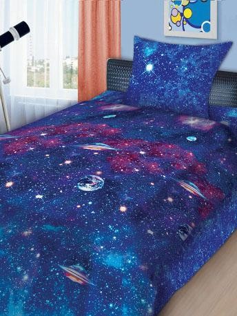 Комплект постельного белья "Космос" (арт. 8556, 1,5-спальный, бязь, 1 наволочка 50х70) | 4YOU