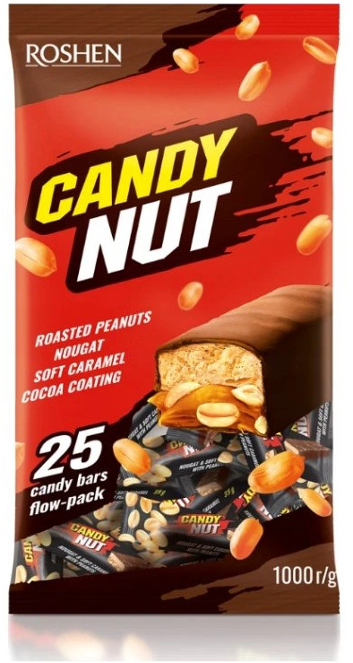 Конфеты с нугой и мягкой карамелью с арахисом «Candy Nut» | Roshen
