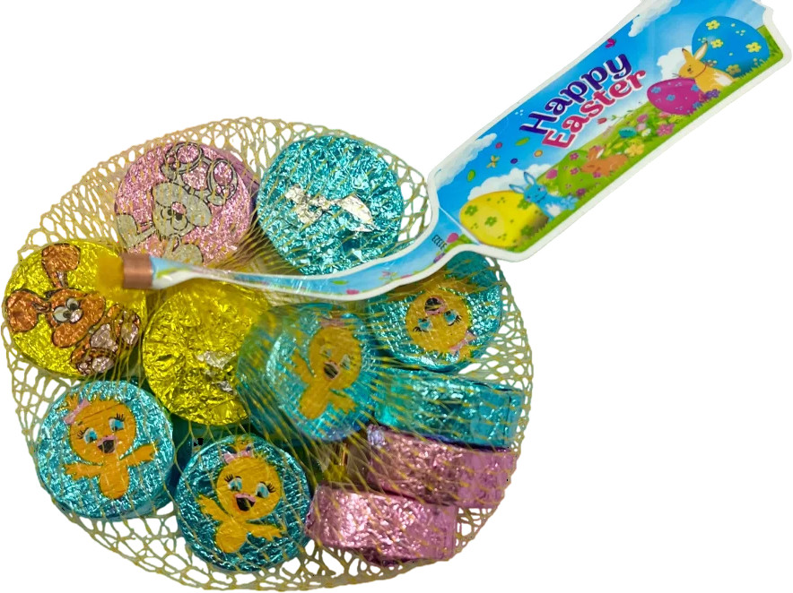 Шоколадные конфеты в сетке «Happy Easter»