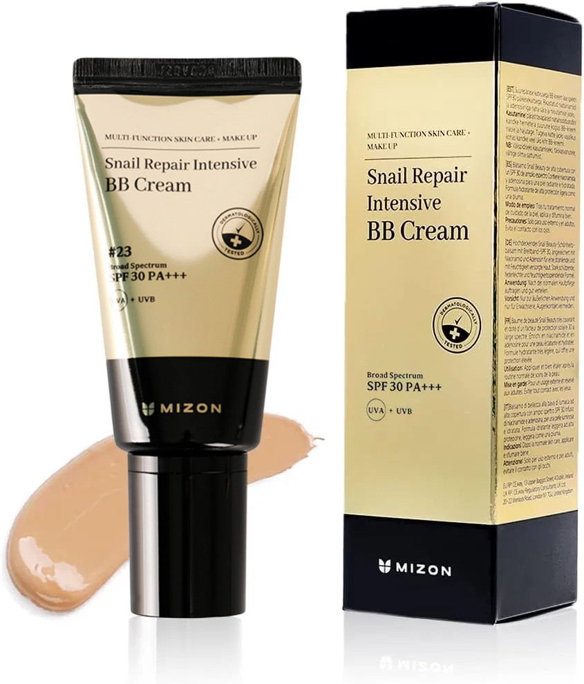 ВВ-крем для лица с муцином улитки SPF30+ PA+++ «Snail Repair Intensive BB Cream», оттенок 23 | Mizon