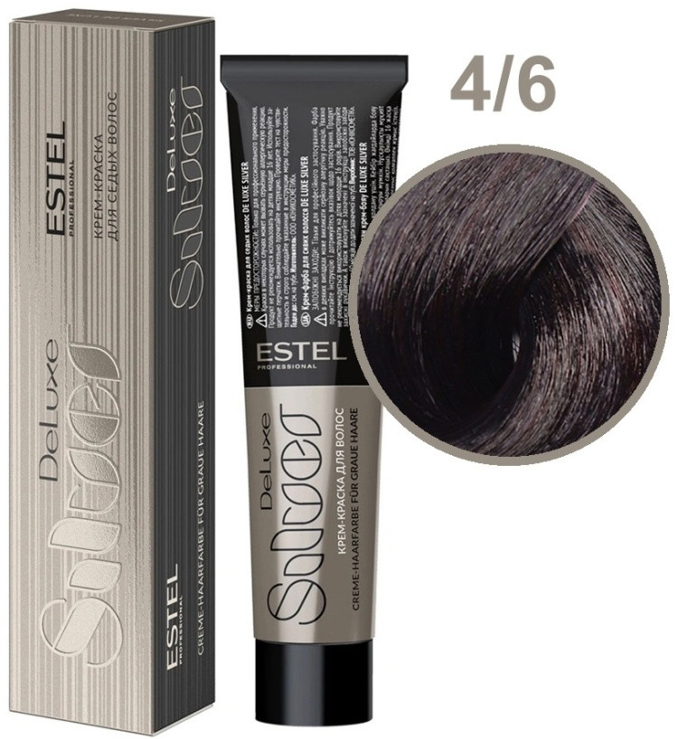 Крем-краска для волос «De Luxe Silver», оттенок 4/6 Шатен фиолетовый | Estel