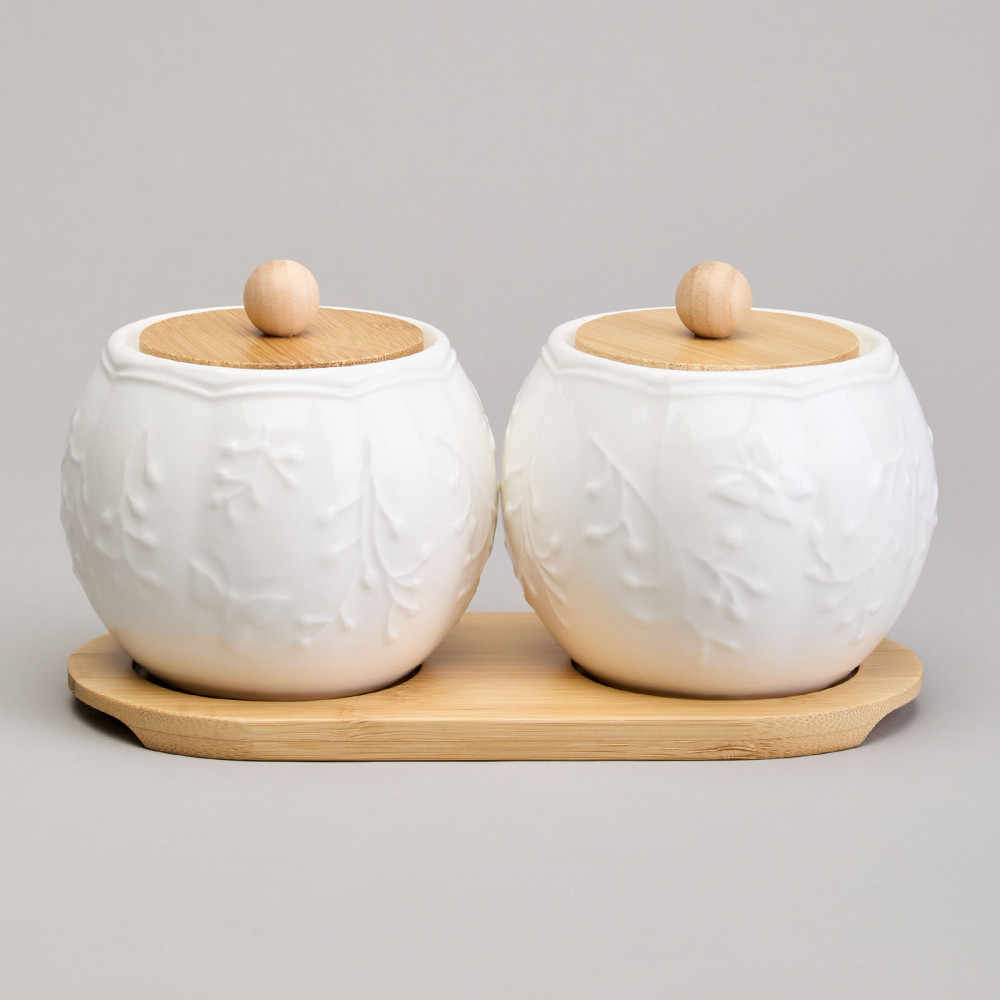 Набор сахарниц с крышками на подставке «Native» | Lefard