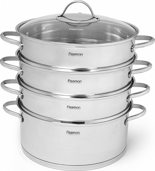 Мантоварка трехъярусная с крышкой «Barakat» | Fissman