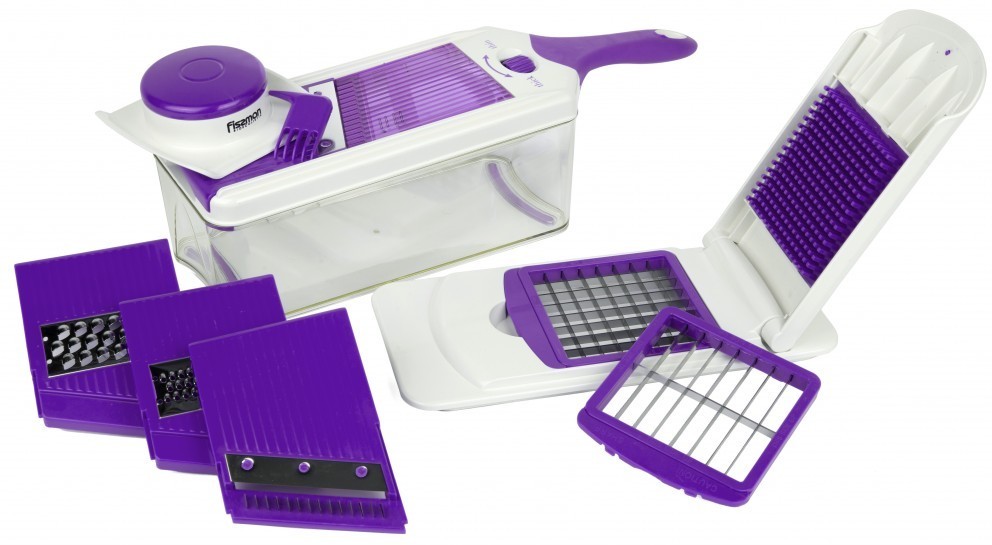 Овощерезка + терка с контейнером (11 предметов), цвет фиолетовый | Fissman