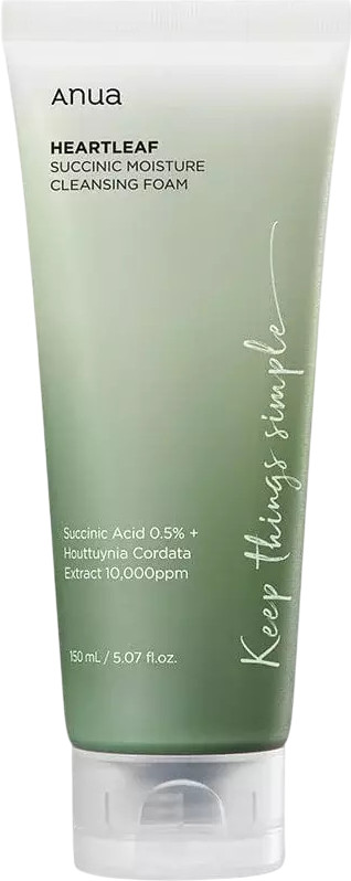 Гель-пенка для умывания с янтарной кислотой «Heartleaf Succinic Moisture Cleansing Foam» | Anua