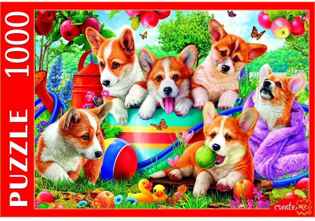 Пазл «Щенки корги в саду» | Create me | Рыжий кот