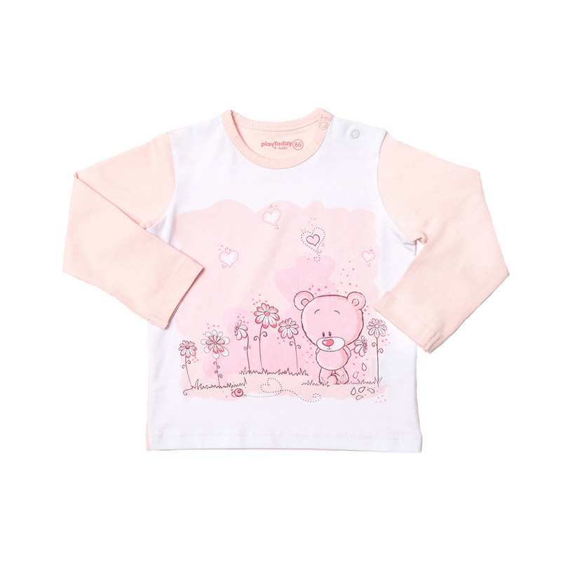 Лонгслив трикотажный для девочек | Цветочный калейдоскоп | PlayToday