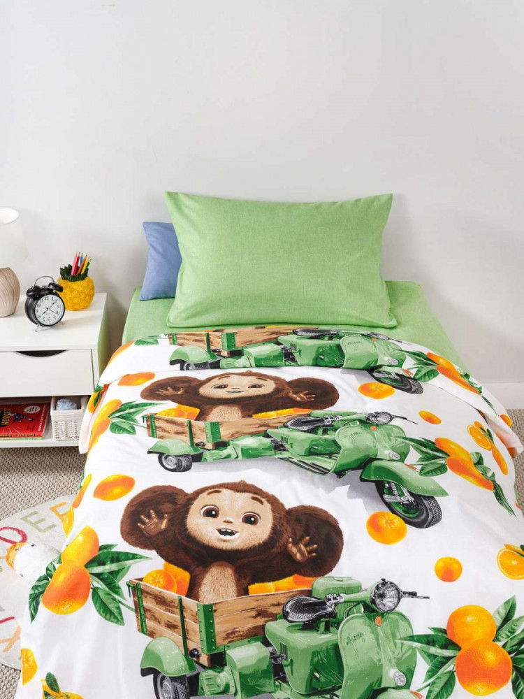 Комплект постельного белья «Чебурашка на мопеде» | Чебурашка | Ночь нежна