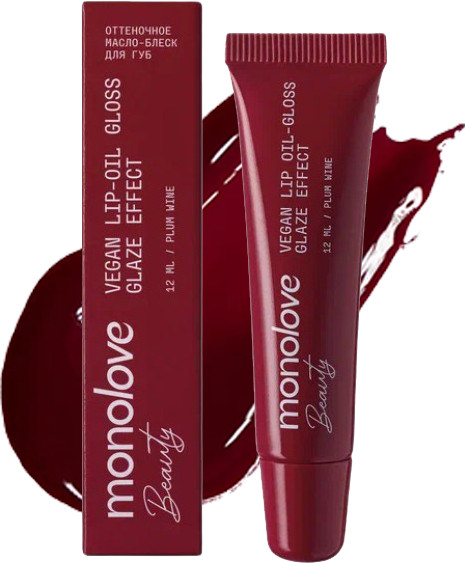 Масло-блеск для губ «Beauty Vegan Lip-Oil Gloss Glaze Effect», тон Plum Wine | Monolove