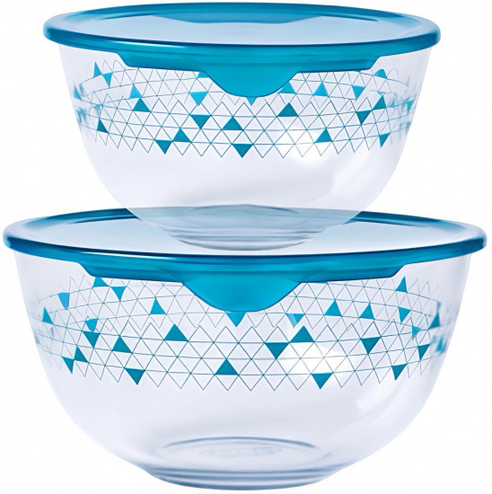 Набор мисок стелкянных с крышками «Треугольник»