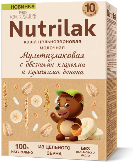Каша цельнозерновая молочная «Мультизлаковая c овсяными хлопьями и кусочками банана»
