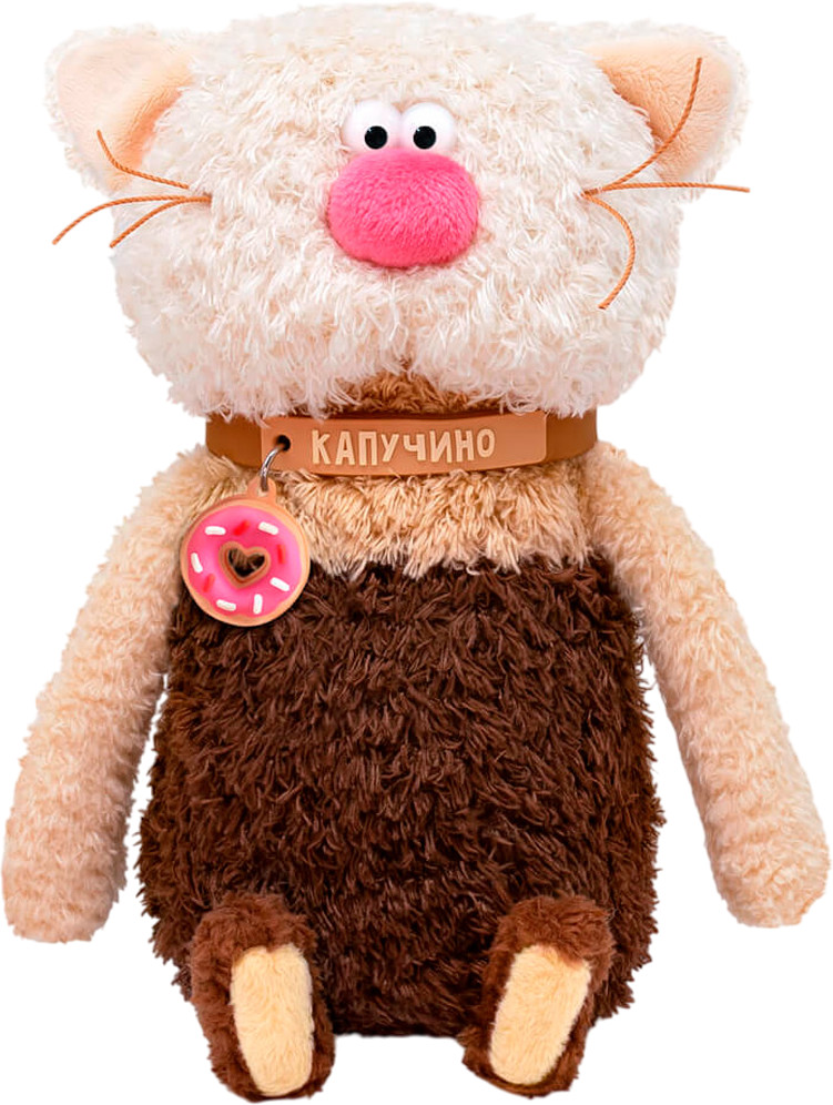 Игрушка мягкая с чокером-браслетом «Кот Капучино. Валентинки» | Кофейные коты | Budi Basa