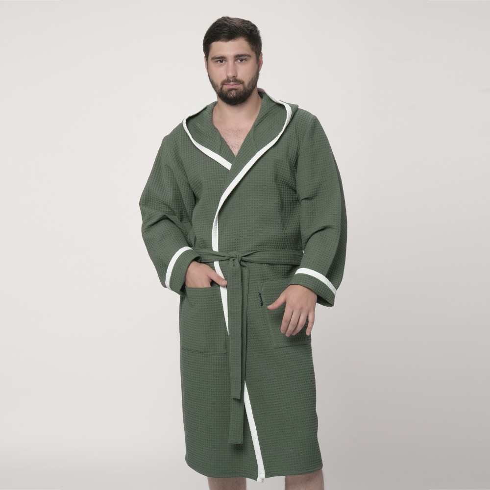 Халат вафельный мужской с капюшоном | Gefen home textile