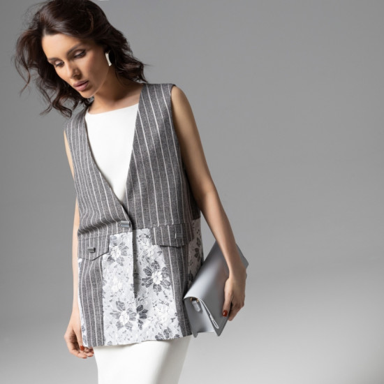 Жилет комбинированный с кружевом Искусство переговоров (grey)