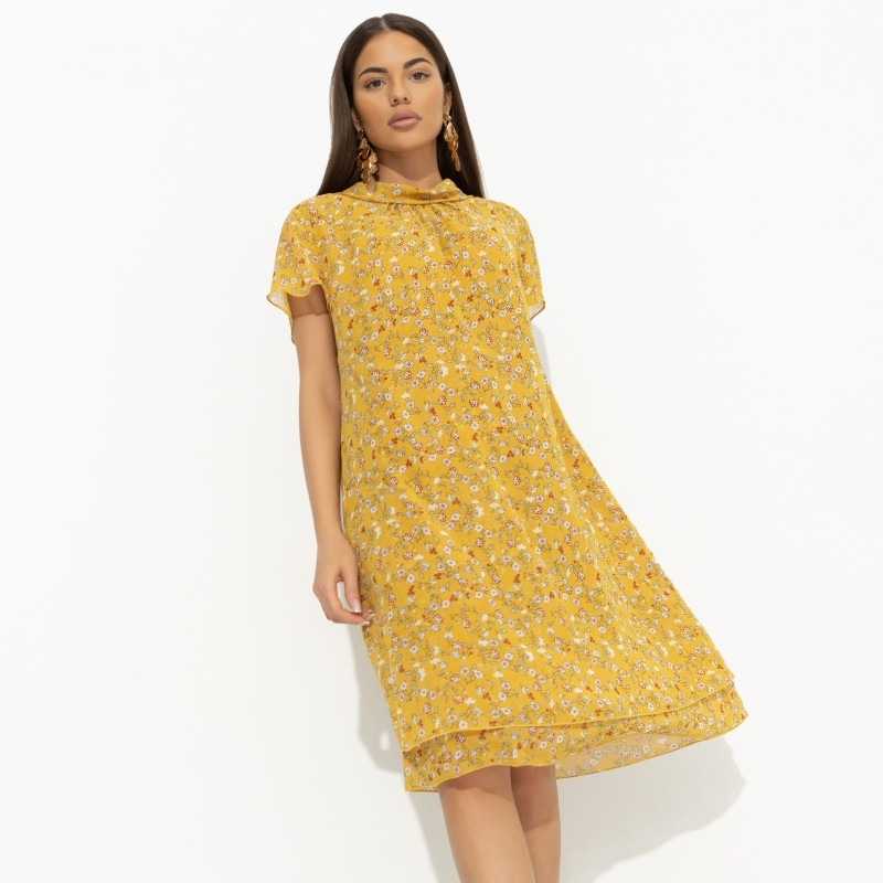 Платье с креативным воротником Мечтательная (желтый) | Charutti