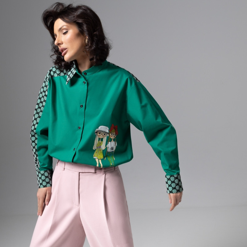 Рубашка комбинированная с сеткой Моя философия – шик | Charutti